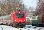 Lokomotiva: 1216.226, 121.083 | Vlak: EC 173 Vindobona ( Hamburg-Altona - Wien Sdbf. ) | Msto a datum: esk Tebov (CZ) 22.01.2010
