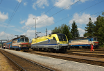 Lokomotiva: ES 64 U2-082 ( CargoServ ) + 340.055-3 + 340.049-6 | Msto a datum: Summerau 05.06.2009