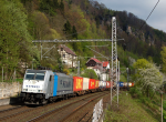 Lokomotiva: 186.187-1 ( METRANS ) | Vlak: Nex 43305 ( Dn st.hr. - Praha-Uhnves ) | Msto a datum: Doln leb 11.04.2014
