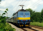 Lokomotiva: 362.122-4 | Vlak: EC 73 Smetana ( Praha hl.n. - Wien Sdbf. ) | Msto a datum: Stbrn Hory 10.07.1997
