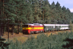 Lokomotiva: 754.008-1 | Vlak: R 270 Smetana ( Wien FJBf. - Praha hl.n. ) | Msto a datum: Chlum u Tebon 15.08.1995