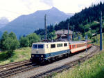 Lokomotiva: 111.199-6 | Vlak: EC 198 Robert Stolz ( Klagenfurt Hbf. - Schwarzach-St.Veit ) | Msto a datum: Angertal (A) 20.06.1993