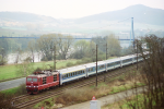 Lokomotiva: 180.001-0 | Vlak: EC 174 Hungaria ( Budapest Kel.pu. - Berlin-Lichtenberg ) | Msto a datum: Prackovice nad Labem (CZ) 03.04.1997