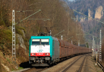 Lokomotiva: 186.127 ( ITL ) | Vlak: Pn 47311 | Msto a datum: Schmilka-Kirchmhle 11.03.2014