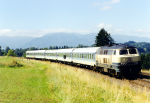 Lokomotiva: 218.378-8 | Vlak: IR 2163 Alpsee ( Oberstdorf - Berlin-Lichtenberg ) | Msto a datum: Martinszell 25.07.1999