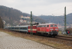 Lokomotiva: 218.831-6 ( ex 218.394-5 ) + 371.004-3 | Vlak: EC 173 Hungaria ( Hamburg-Altona - Budapest Kel.pu. ) | Msto a datum: Knigstein   11.03.2016