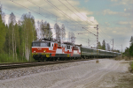 Lokomotiva: Sr1 3033 + Sr1 3061 | Vlak: P 31 ( Helsinki - Moskva ) | Msto a datum: Riihimki 24.05.1997